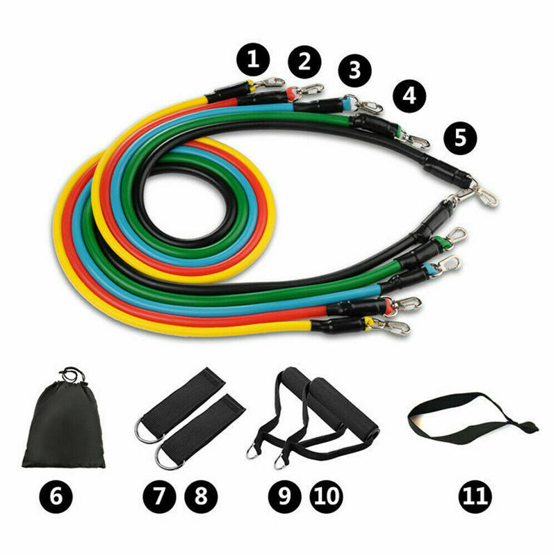 Free shipping-11PCS Latex Elastic Yoga Strap Resistance Bands