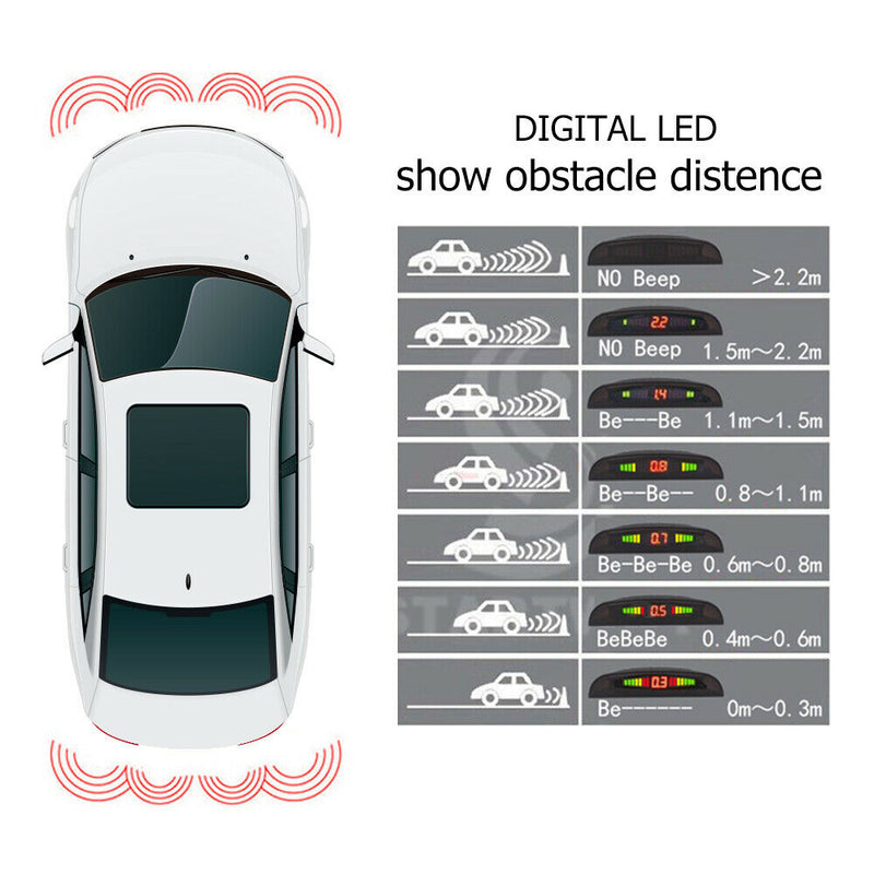 Free shipping- Car Parking Sensor System Kit 4 Parking 12V LED Display Reverse Backup Radar