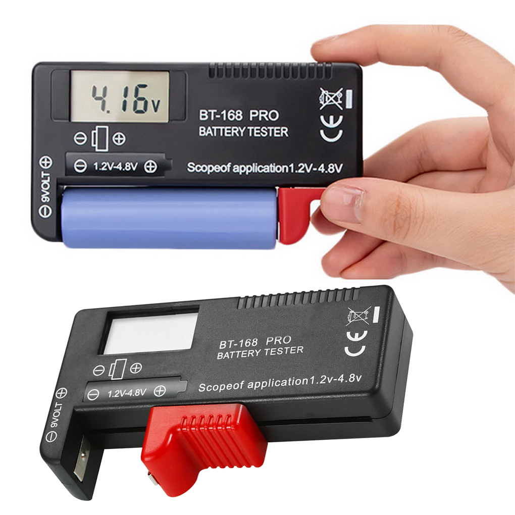 LCD Universal Battery Tester Tool AA AAA C D 9V Button Cell Volt Teste