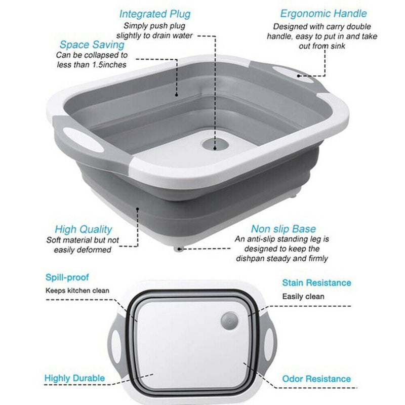 Free shipping- 4 in 1 Folding Chopping Cutting Board Multifunctional Tool Sink Drain Basket NEW
