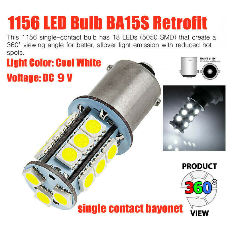 Free Shipping- 4pcs/6pcs/8pcs 12V 1156 BA15S 18 LED Car White Light Bulb