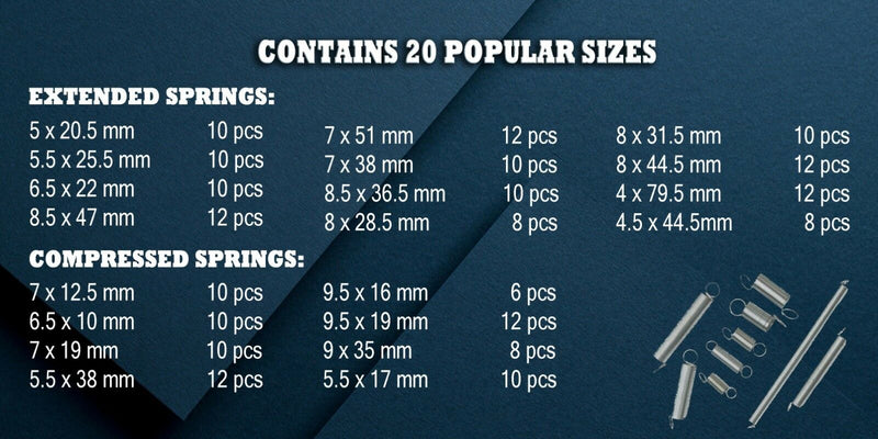 Free shipping- 200pc Spring Assortment Set Zinc Plated Steel Compression & Extension Carburetor