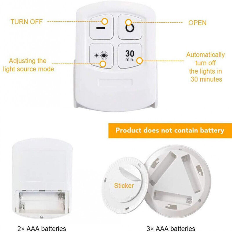 3X Wireless LED Light with Remote Control Timing Closet Under Cabinet Lights