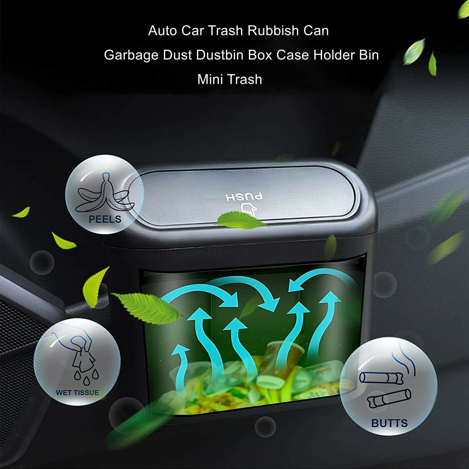 Auto Car Trash Rubbish Can Garbage Dust Dustbin Box Case Holder Bin Mini Trash