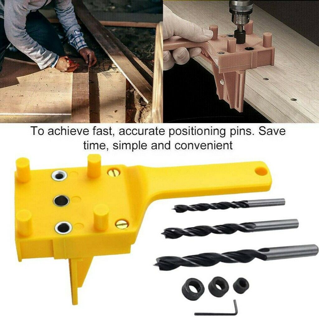 8 IN 1 Handheld Woodwork Doweling Jig Drill Guide Wood Dowel Drilling Hole Accessory