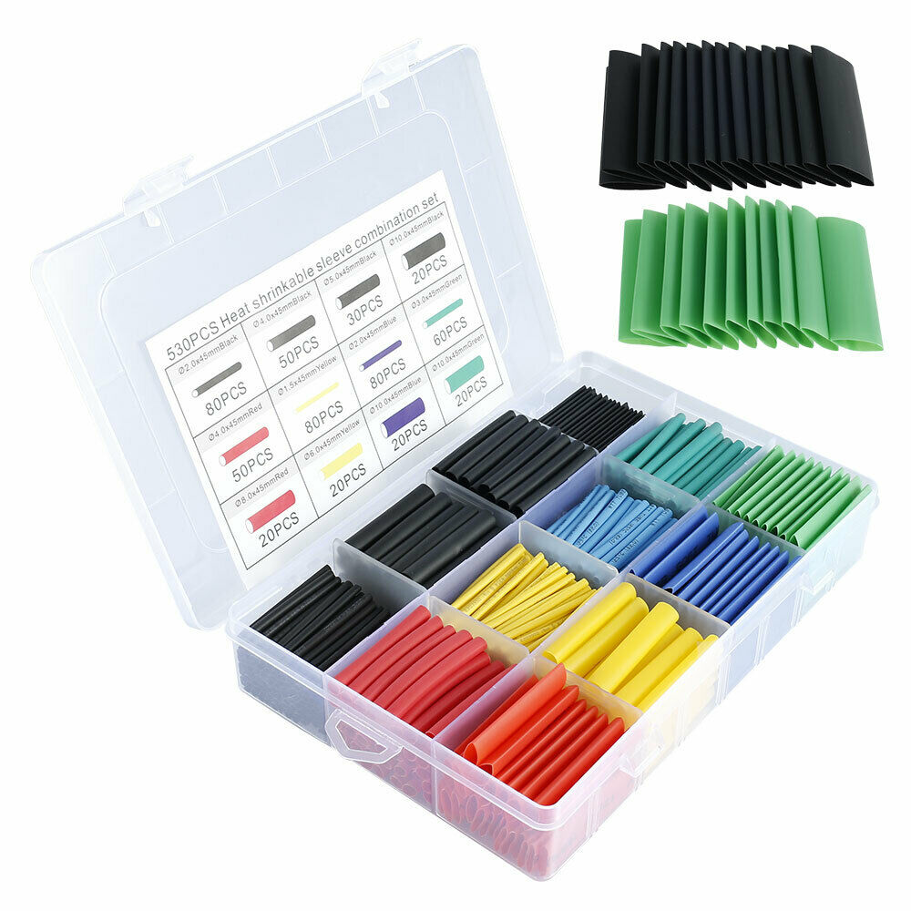 530Pc Car Electrical Assorted Heat Shrink Kit Cable Wire Wrap Tubing Tube Sleeve