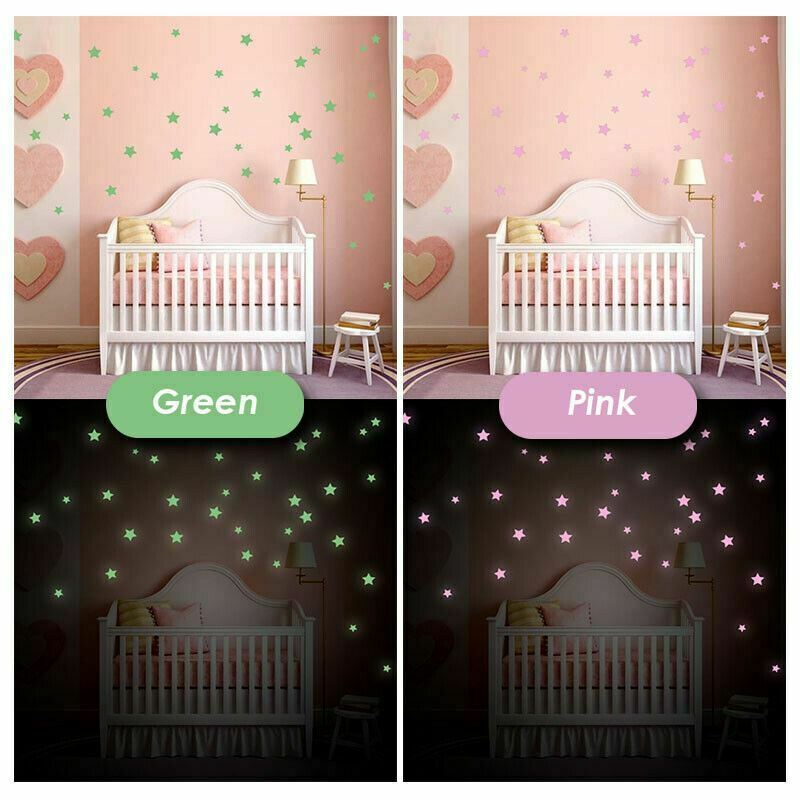 100PC Kids Fluorescent Glow In The Dark Stars Beauty Night Wall Stickers