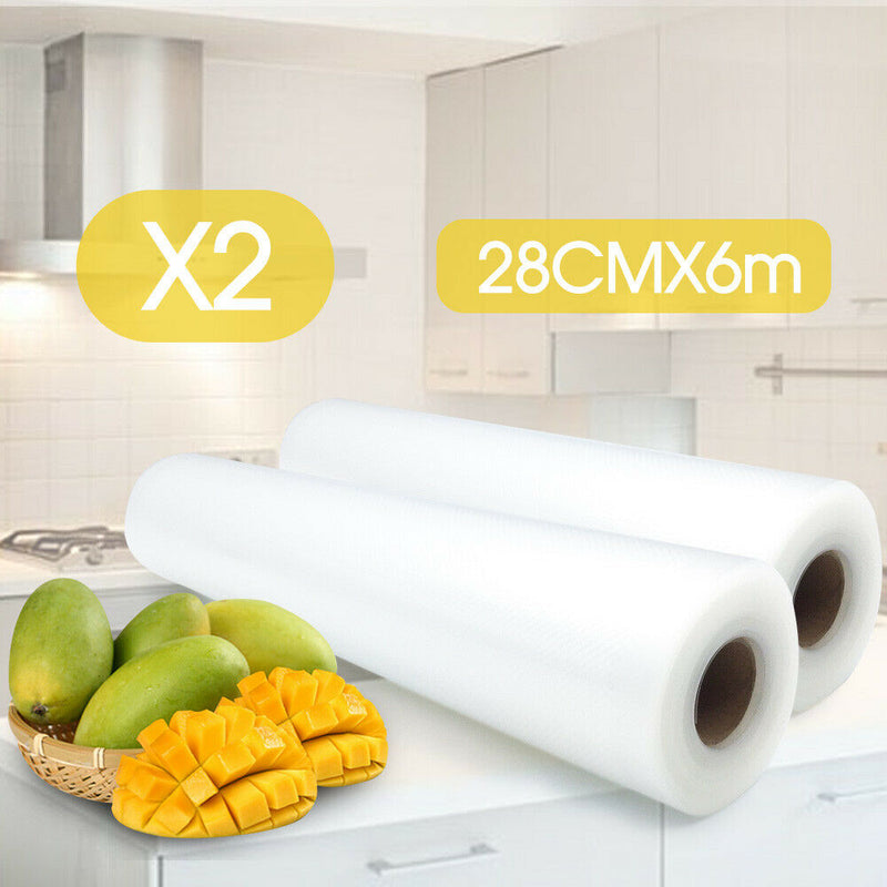 Free shipping-2PCS 6m x 28cm Vacuum Food Sealer Roll