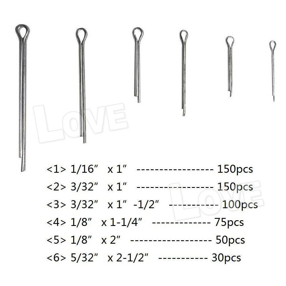 Free shipping- 555pc Cotter Pin Assortment Set Grab Split Fixings Securing Lock Pins Spring Kit