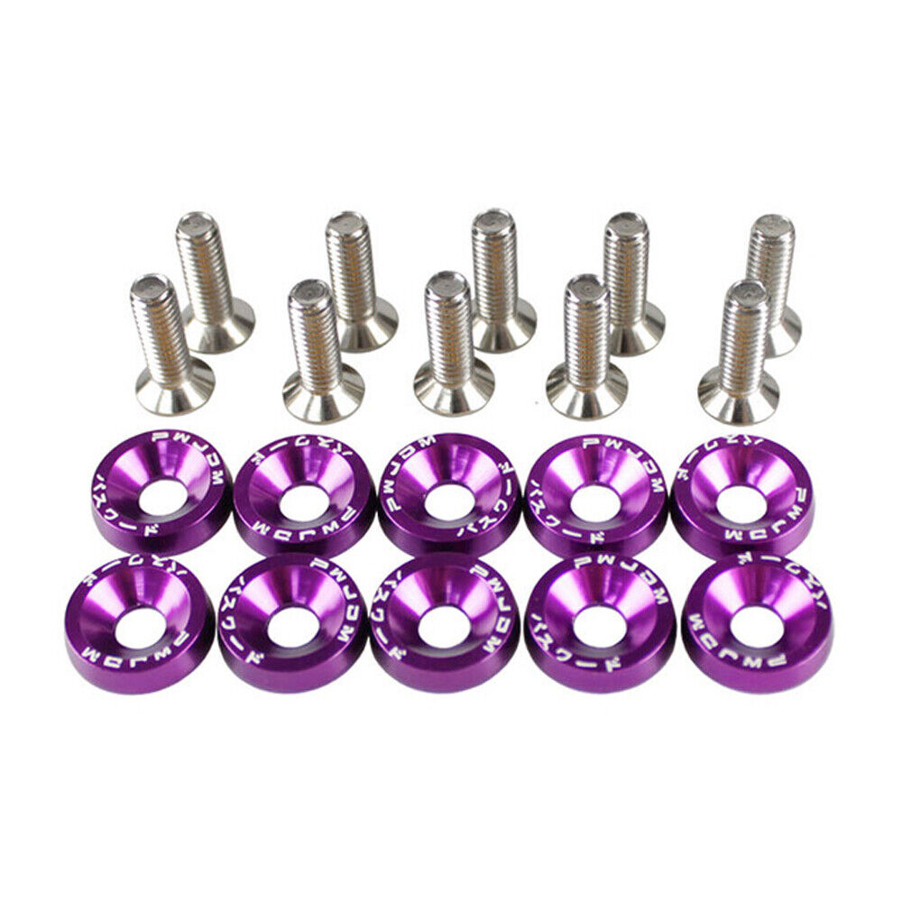 CLEARANCE- 10PCS M6 JDM Car Modified Hex Plate Bolts Styling Concave Washer Bumper Screws