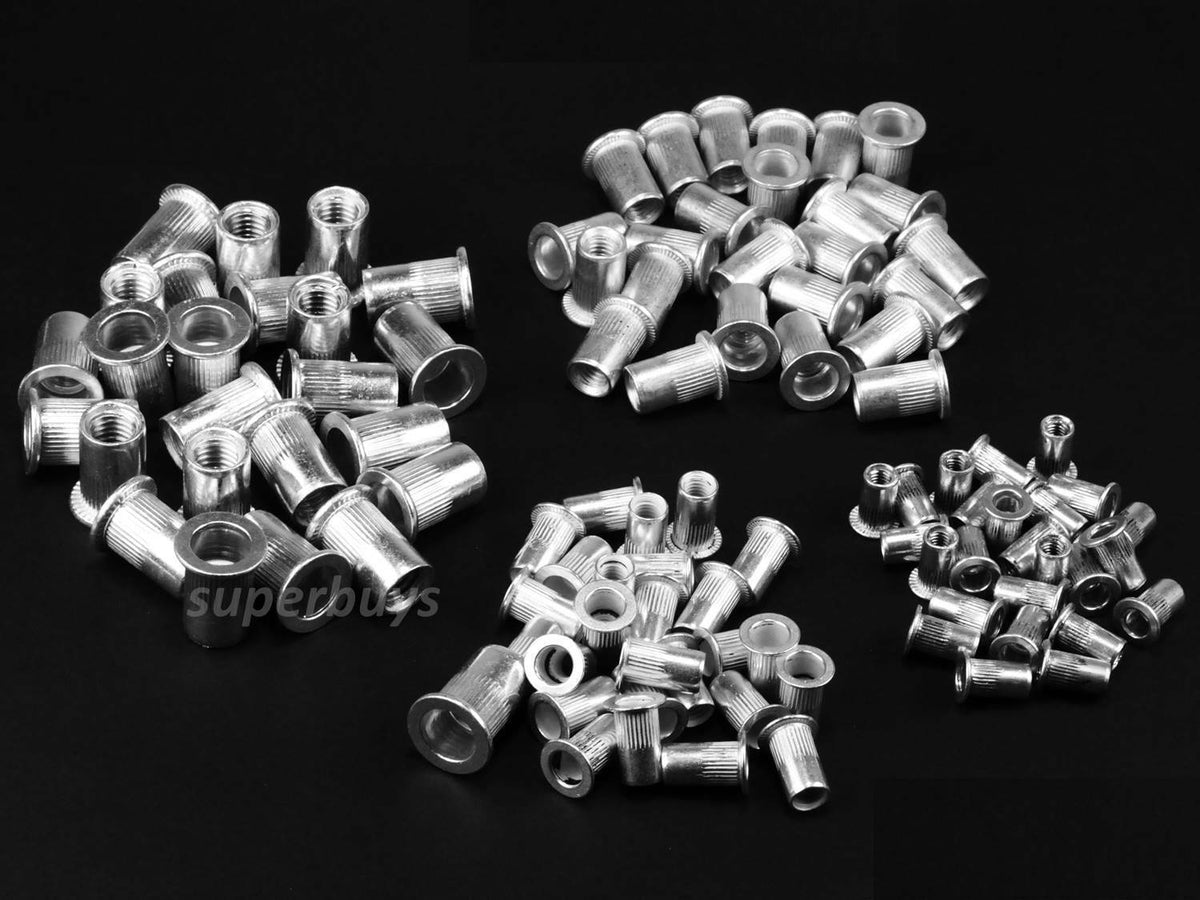 Aluminum Rivet Thread 100pc M4 - M8 Aluminium Flat Threaded Thread Blind Rivet Nut Crimping