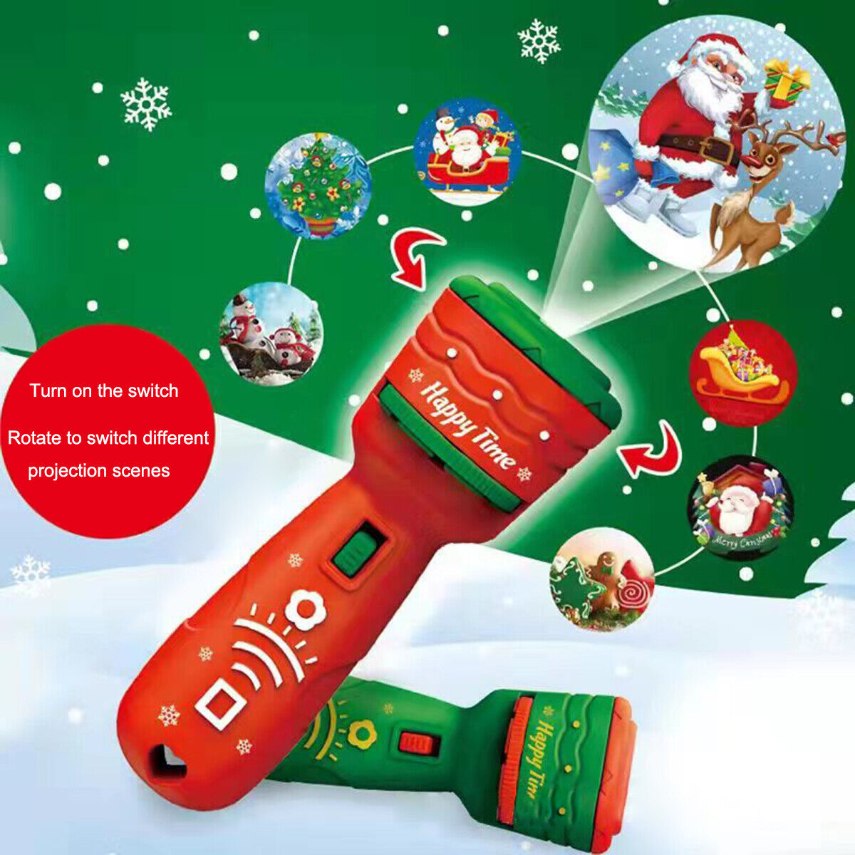 24 Pattern Christmas Slide Projector Torch Projection Flashlight Fun