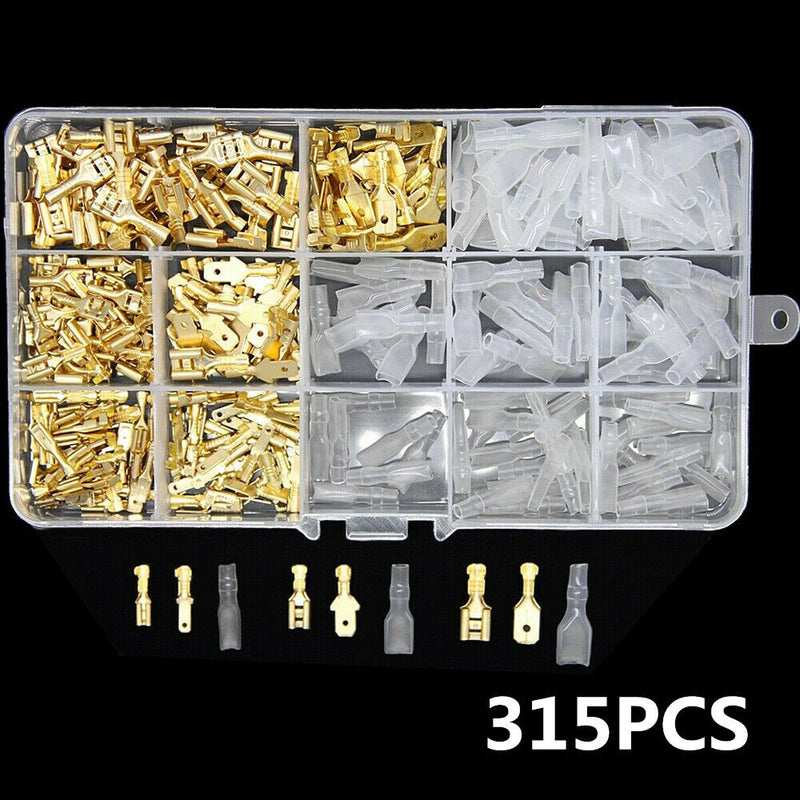 315PCS Male Female Spade Terminal Crimp Connector Assortment kit 2.8/4.8/6.3mm