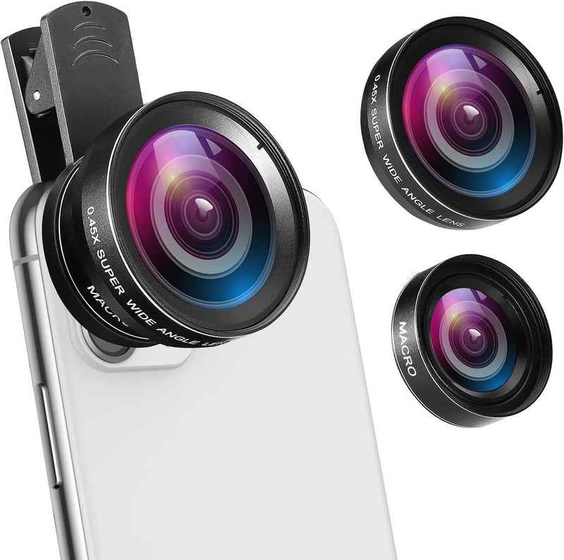 0.45X Wide Angle 12.5X Macro HD Camera Lens Clip-on For iPhone Samsung