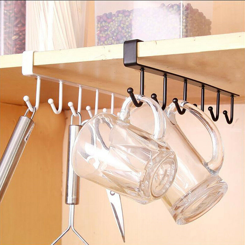 Free shipping-Iron 6 Hooks Wardrobe Cabinet Storage Rack
