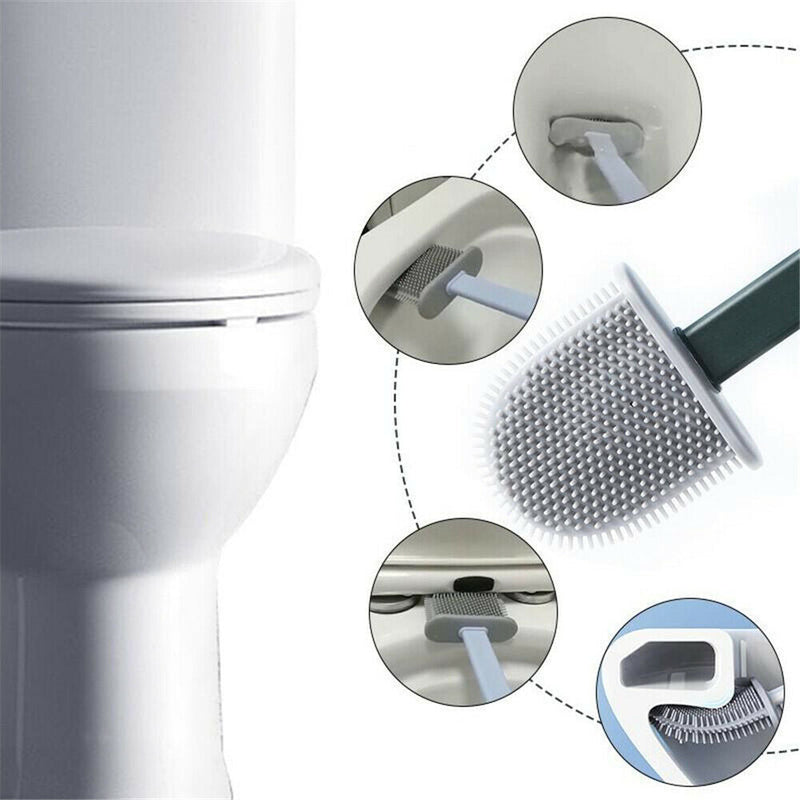 Free shipping- Bathroom Silicone Bristles Toilet Brush Set