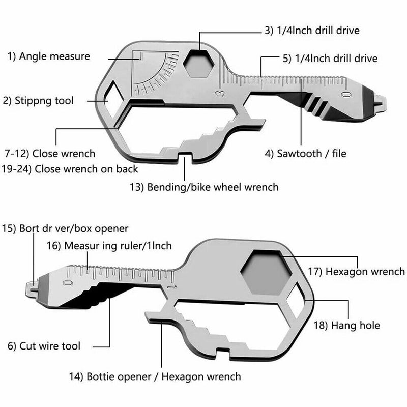 24 IN 1 Key Ring Chain MULTI-TOOL Pocket Screwdriver Key Tools