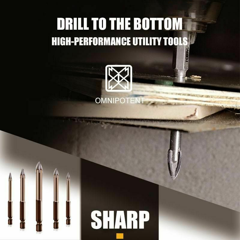 Free shipping- 5Pcs Universal Efficient Drilling Tool Multifunctional Cross Alloy Drill Bit