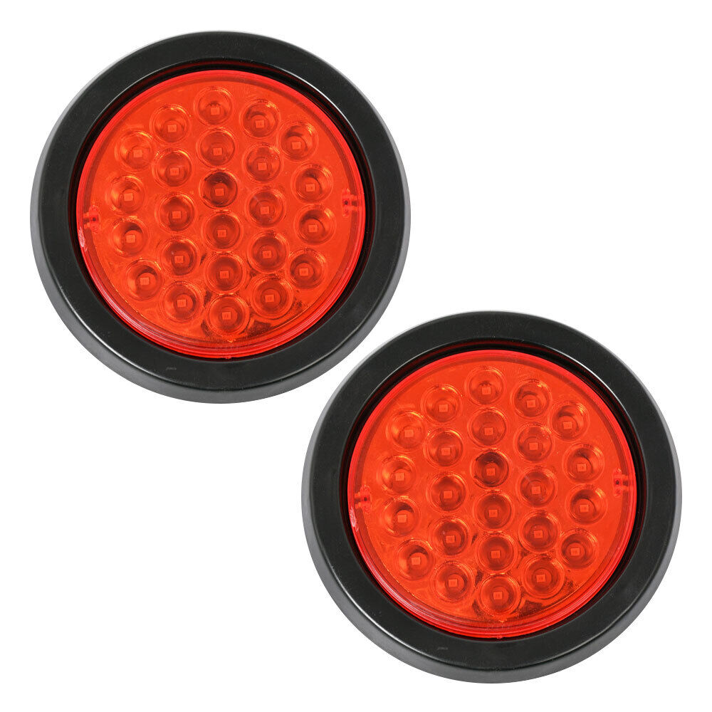 CLEARANCE- 2PCS 24V Round LED Tail Lights Stop Indicator Reverse Lamps Trailer Car Truck Light