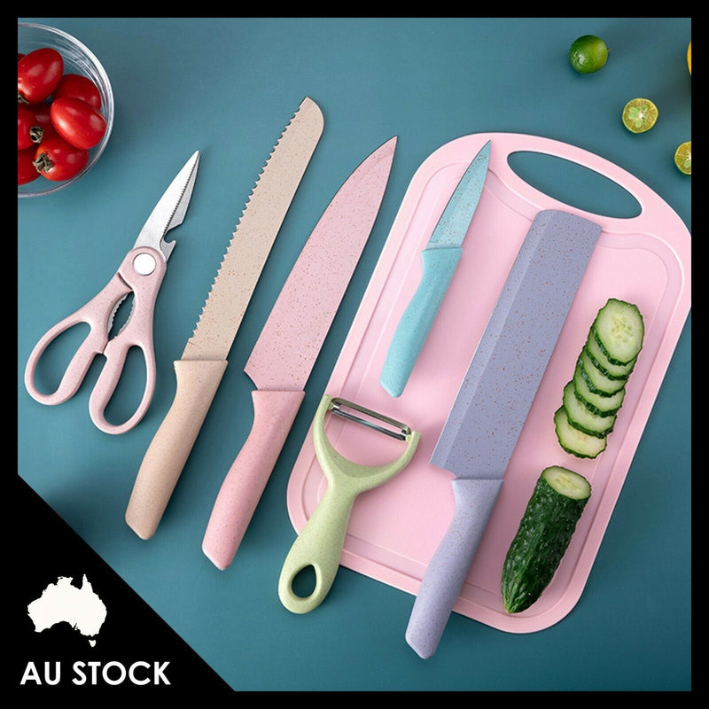 6 In 1 Kitchen Knife Set Gift Box Colorful Stainless Steel