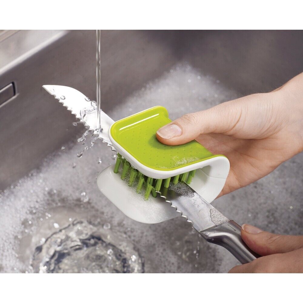 New Joseph Double-Sided U-Shaped Cleaning Brush Blade Brush Knife/Cutlery Cleaner Kitchen Cleaning Scrub Green