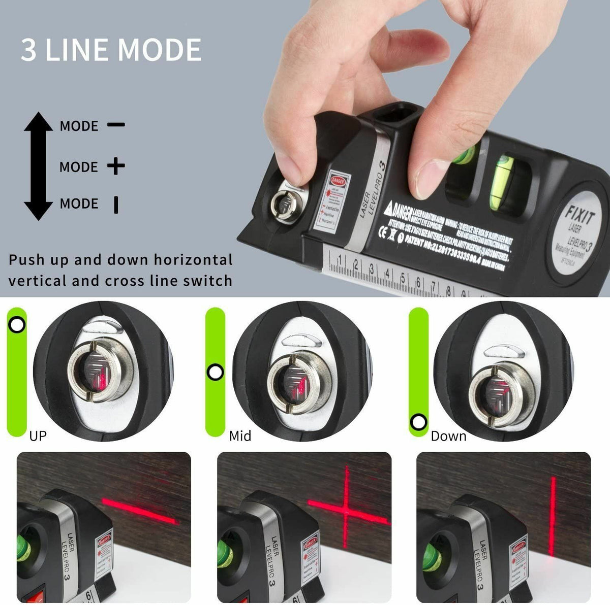 Multi-Purpose Line Spirit Laser Level Ruler Measuring Tape DIY Measure