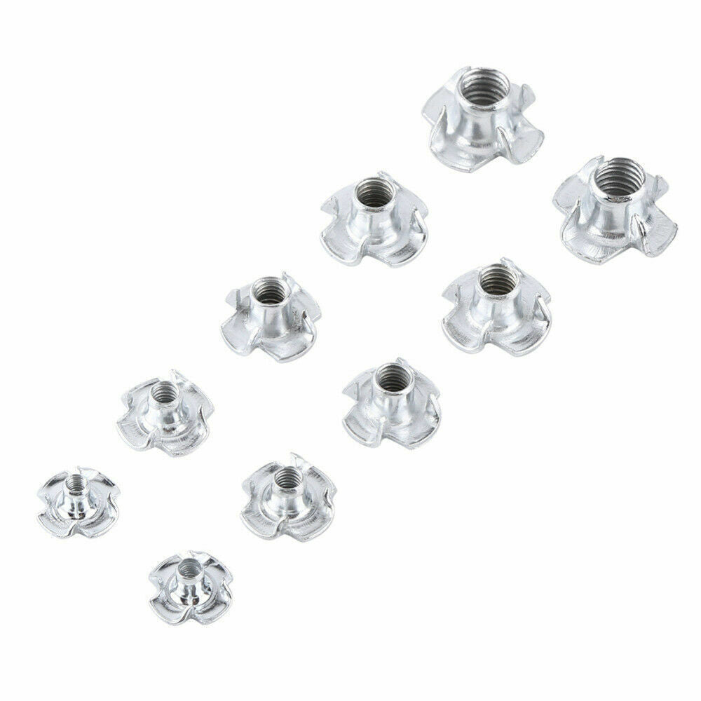 150pcs Zinc Plated T Nuts Four Pronged Tee Nuts Blind Nut Captive M3 M4 M5 M6 M8