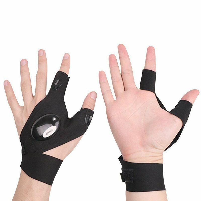 Free shipping- 2pcs Finger Glove with LED Light Flashlight Gloves Outdoor Gear Rescue Night Fishing