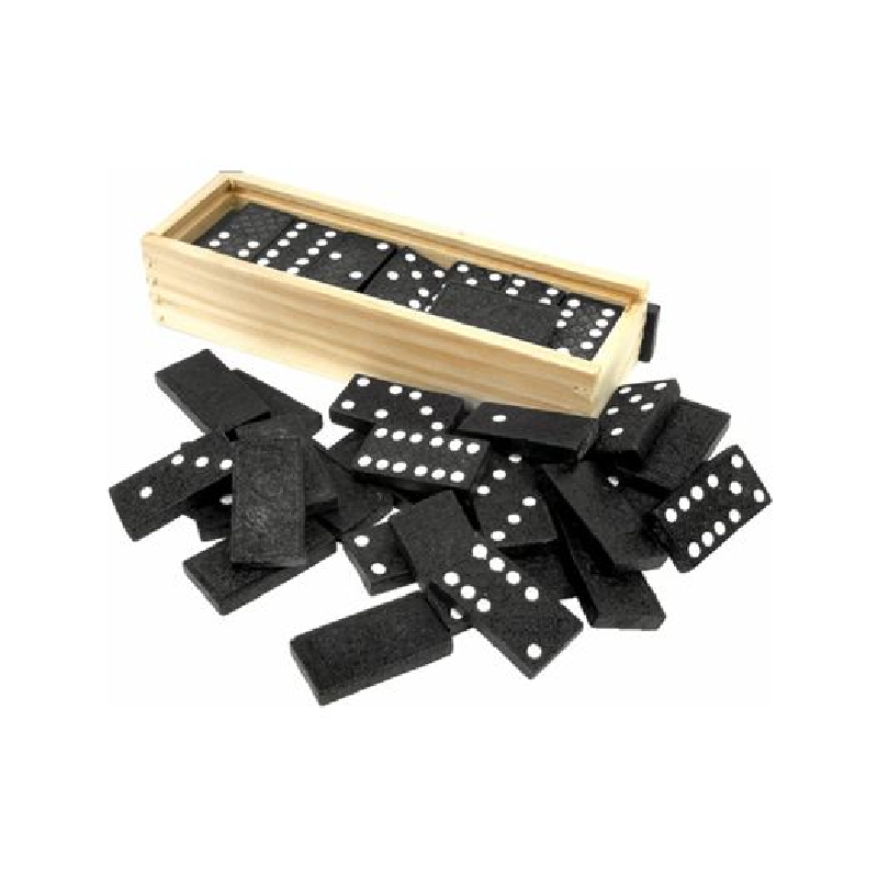 Free shipping-Six Tiles 28 Piece Black Wood Dominoes Game