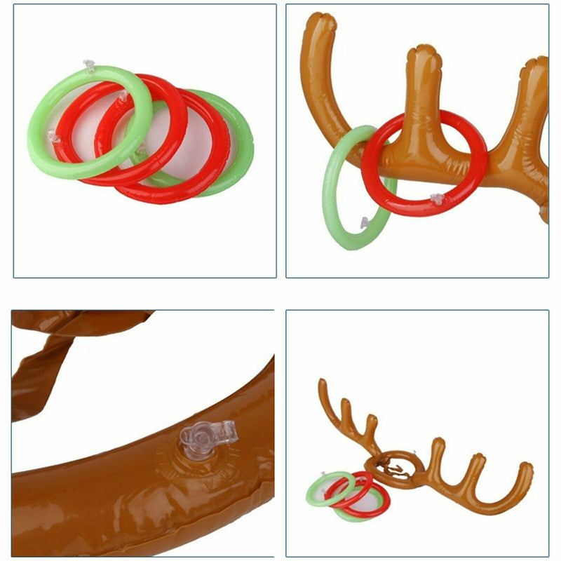 Reindeer Hat Christmas Party Game Ring Moose Inflatable Toss Holiday Toys