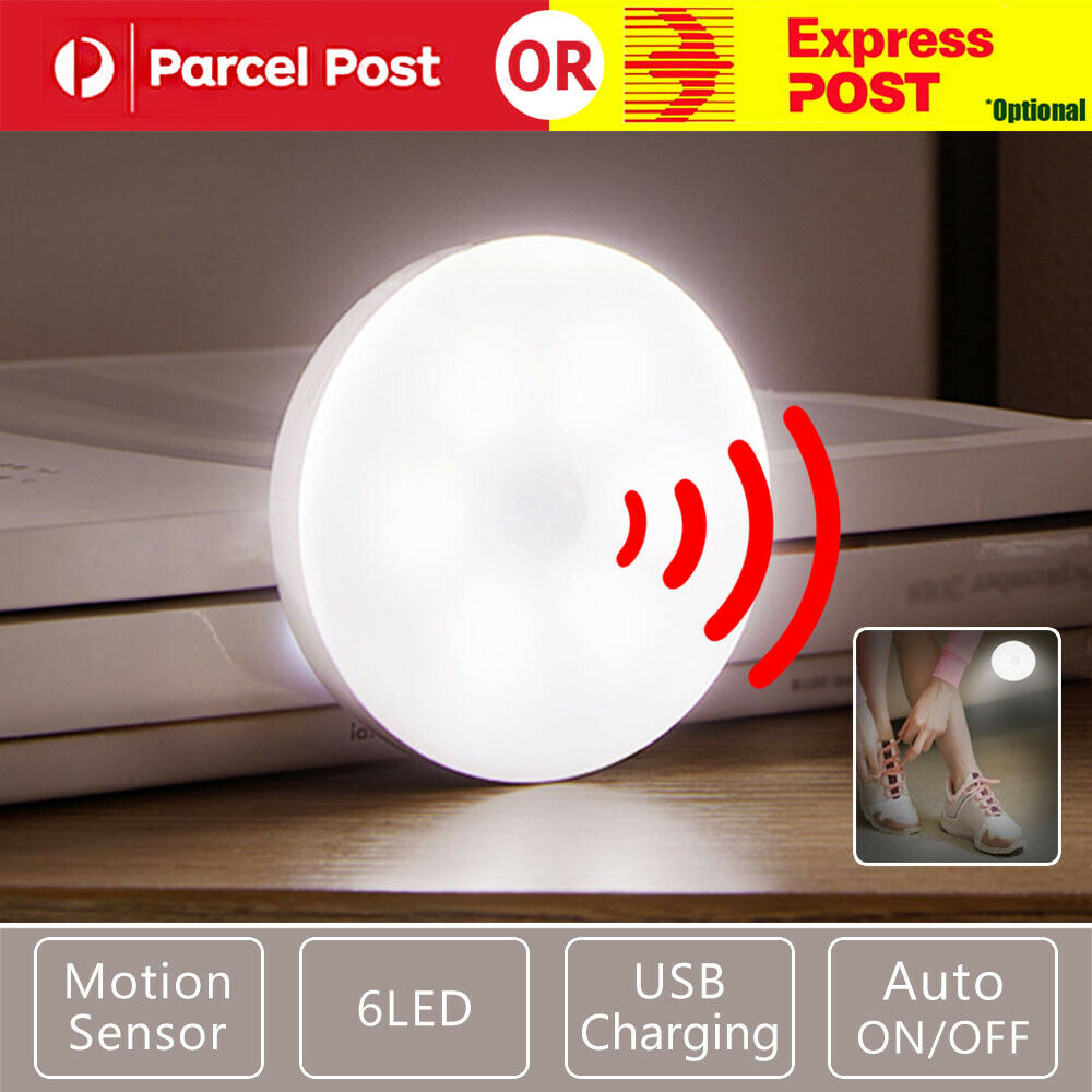 2X Motion Sensor LED Night Light Body Induction Lamp USB Rechargeable Wall Mount