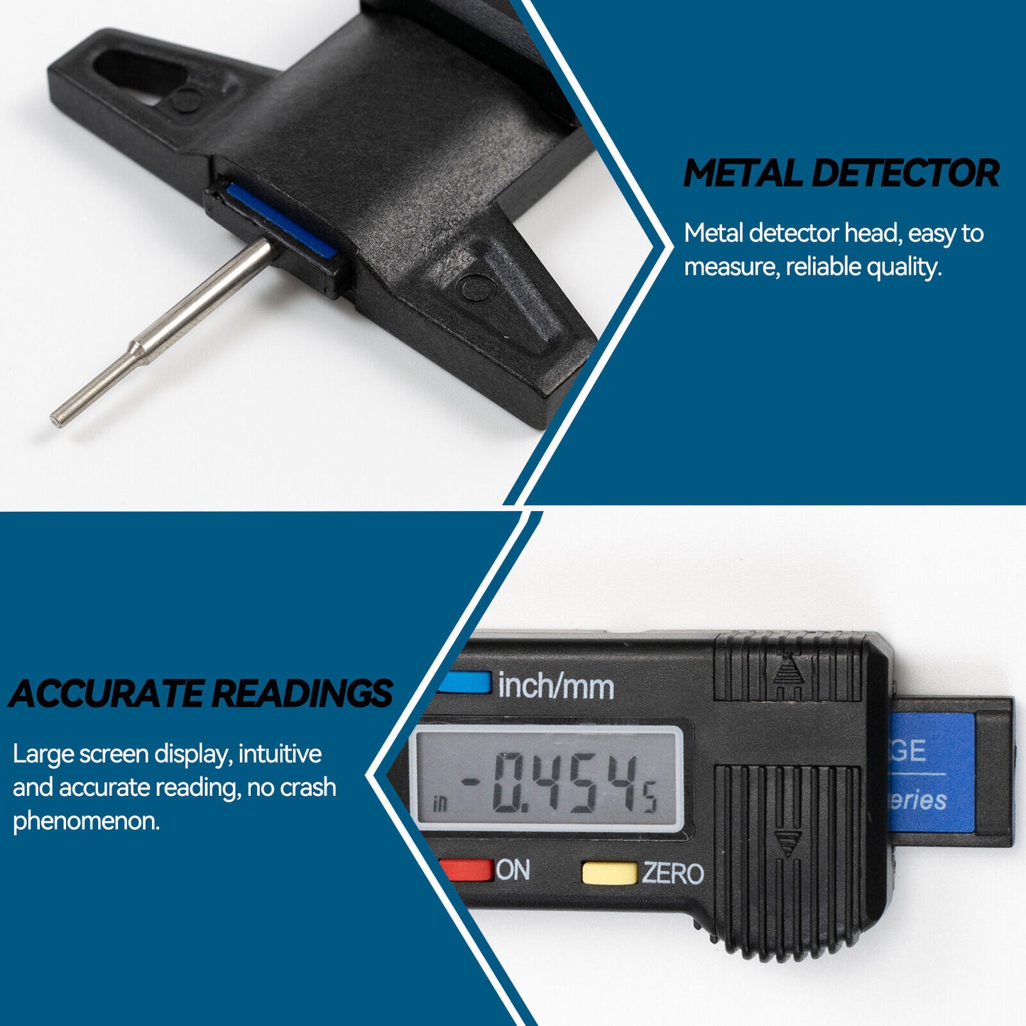 Car Digital Tyre Tread Depth Measure Gauge Brake Pad Tester Caliper LCD Display