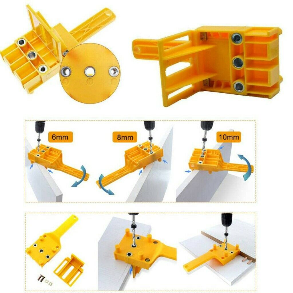 Free shipping- 8 IN 1 Handheld Woodwork Doweling Jig Drill Guide Wood Dowel Drilling Hole Accessory