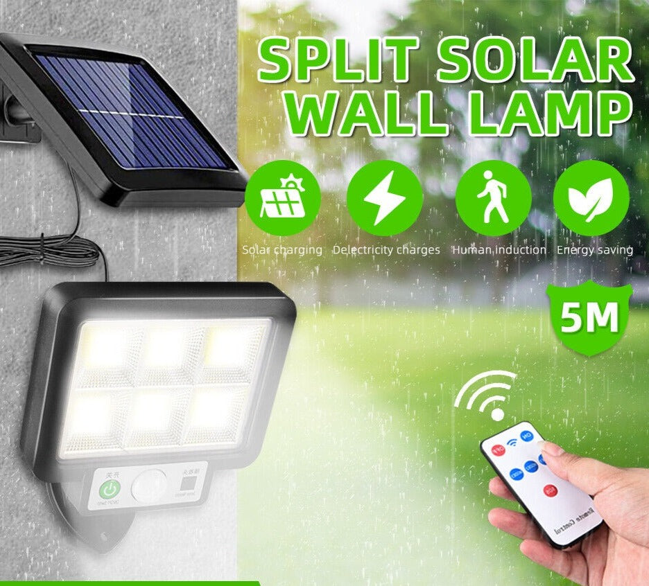 72 COB Solar Motion Sensor Light Outdoor Garden Wall Street Security Flood Lamp