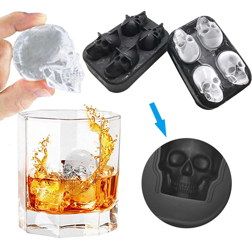 3D Skull Silicone Mold Ice Cube Maker Jelly Chocolate Mould Tray Skull Ice Cubes