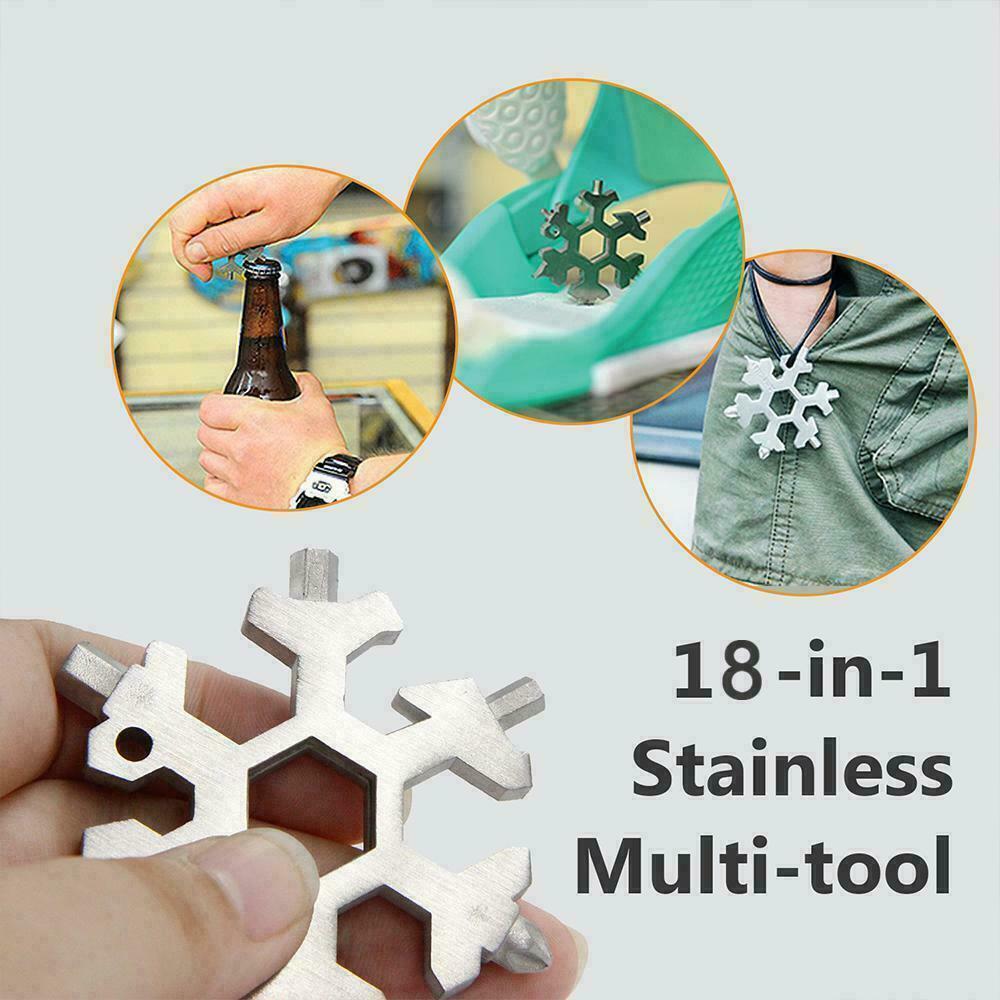 18 in 1 Stainless Multi-tool Snowflake Keychain Screwdrive