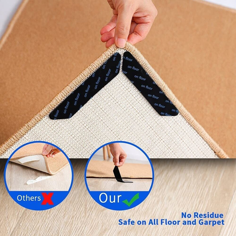 8x RUG GRIPPERS Non Slip Reusable Carpet Mat Gripper Anti Skid Washable Grip