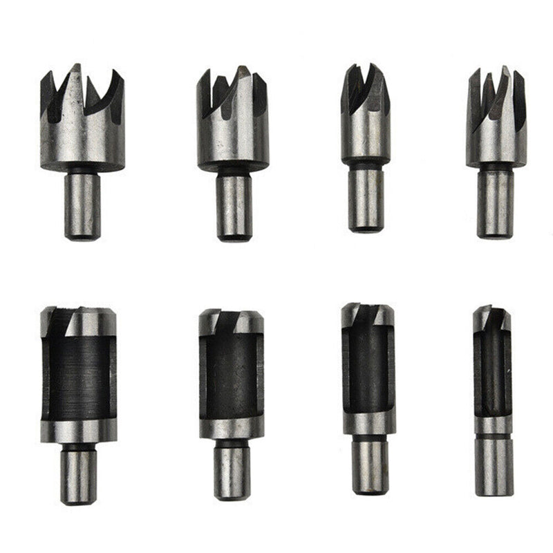 8Pcs Set Dowel Tenon Wood Plug Woodworking Cutting Tool Barrel Type Cutter Drill