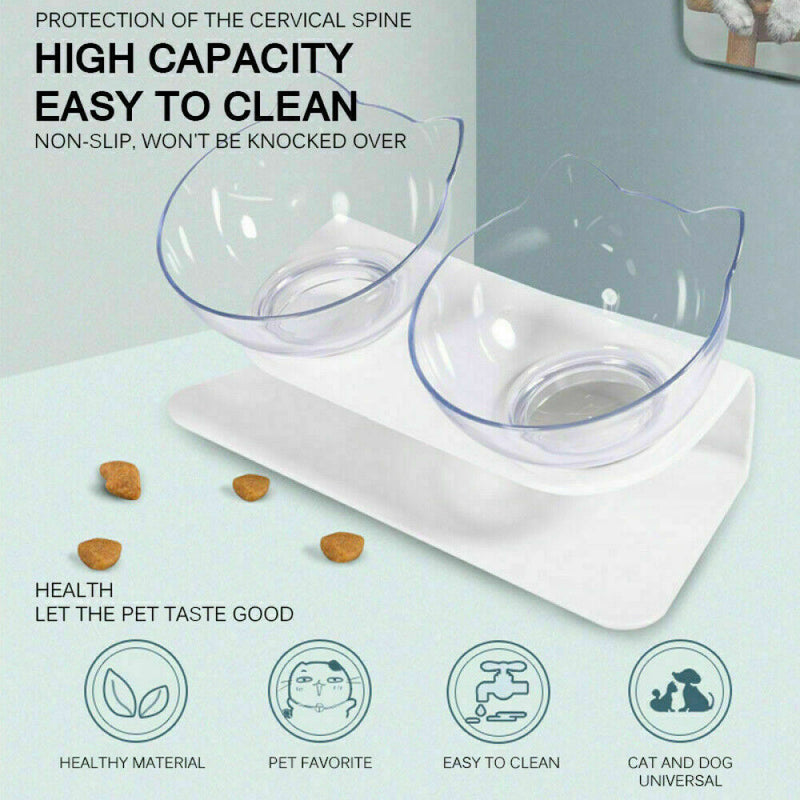 Double Elevated Stand Bowls Pet Bowl Feeder