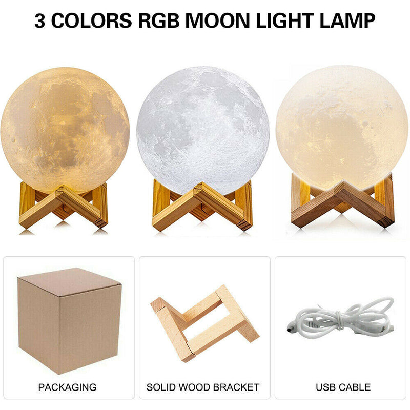 3D Dimmable Moon Touch Sensor Lamp