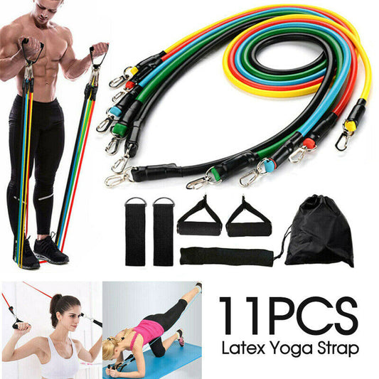 11PCS Latex Elastic Yoga Strap Resistance Bands