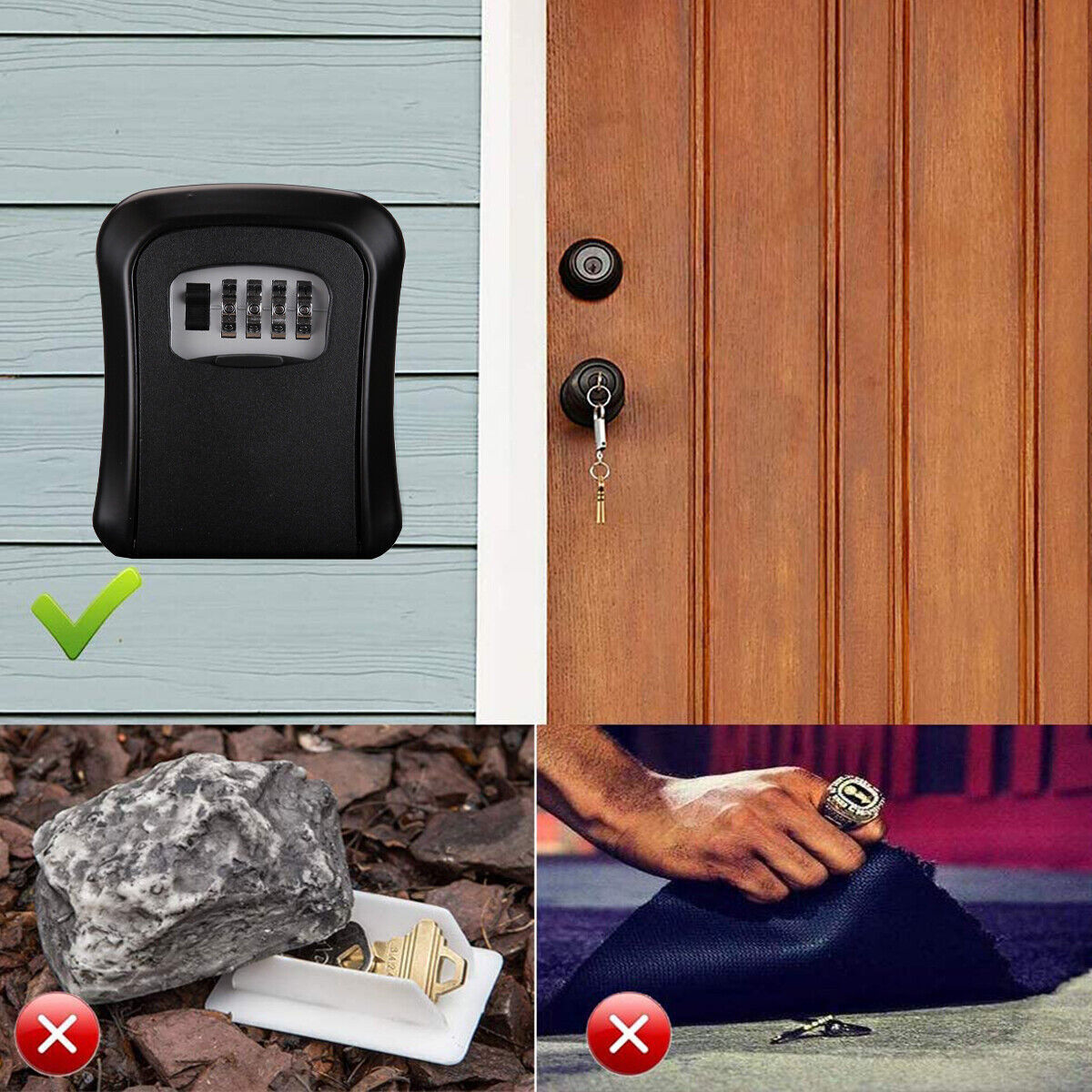 4 Digit Combination Lock Wall Mounted Key Safe Storage Box Security Home
