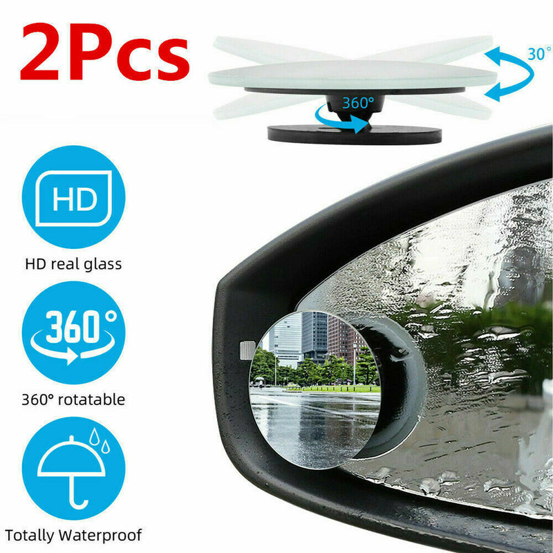 2x 360° Wide Angle Adjustable Pieces Vehicle Blind Spot Mirrors