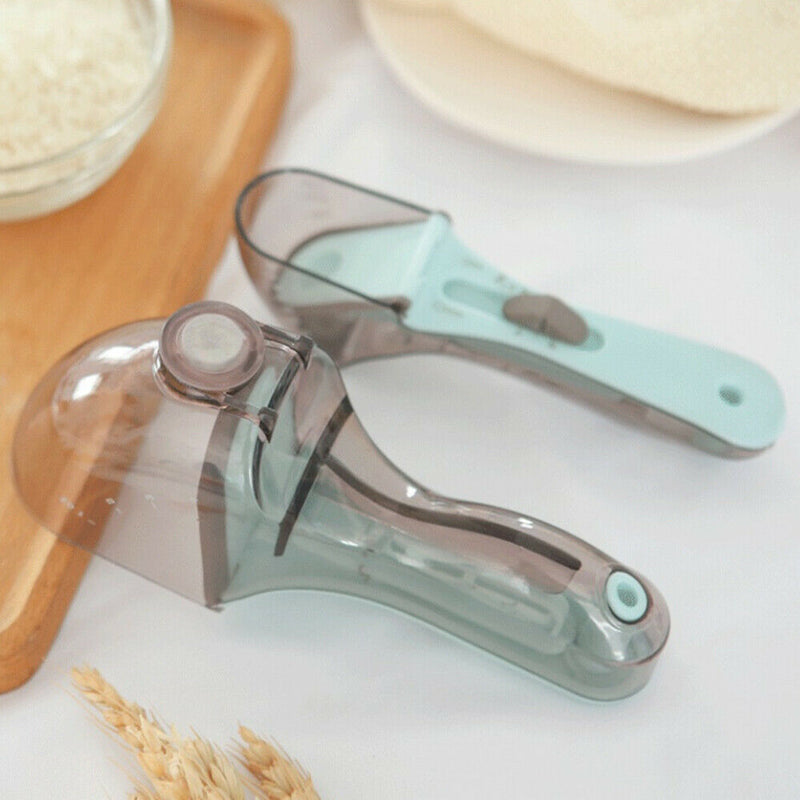 Free shipping- 2pcs Baking Plastic Kitchen Scale Gauge Scoop Adjustable Measuring Spoons