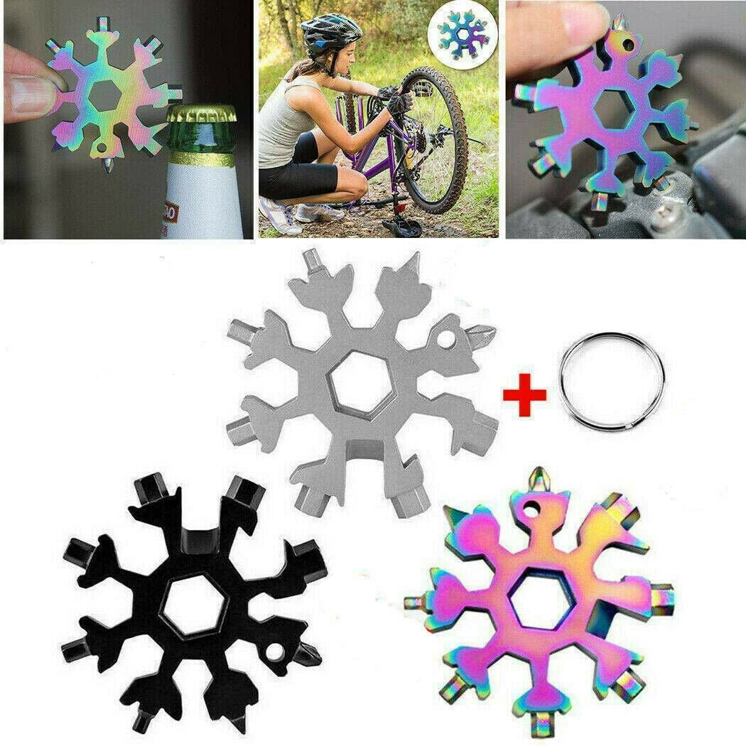 Free shipping-18 in 1 Stainless Multi-tool Snowflake Keychain Screwdrive