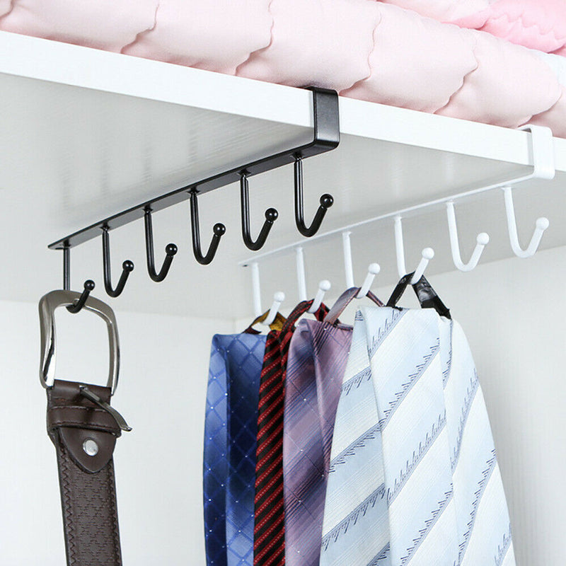 Free shipping-Iron 6 Hooks Wardrobe Cabinet Storage Rack
