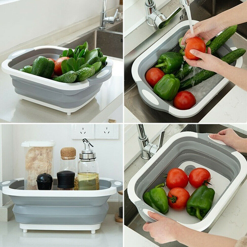 CLEARANCE- 4 in 1 Folding Chopping Cutting Board Multifunctional Tool Sink Drain Basket NEW