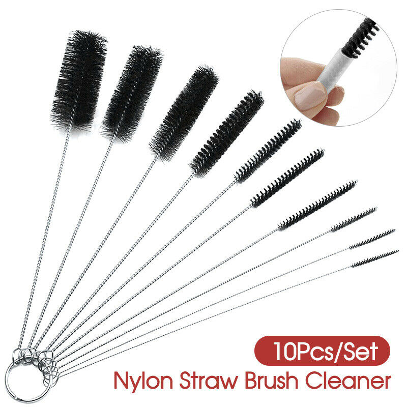 10Pcs Nylon Straw Brush with Key Ring
