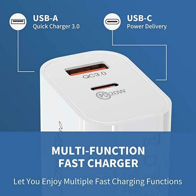 20W DUAL USB+Type C QC3.0+PD Quick Charger AU Wall Plug Adapter