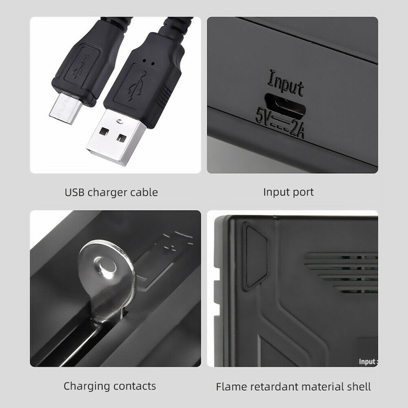 USB Battery Charger 1 Slot Charging Adapter with battery 18650/14500M Rechargeable Lithium Battery